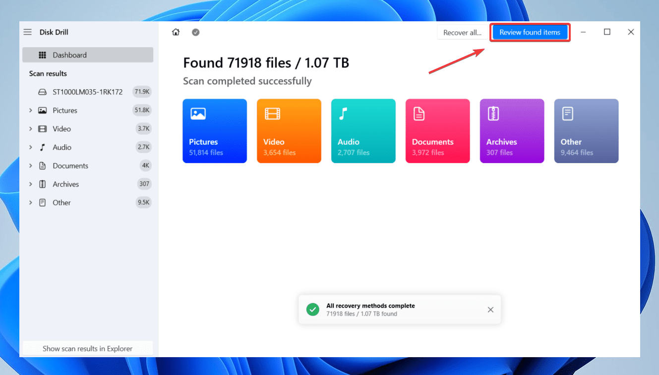 scan page on disk drill