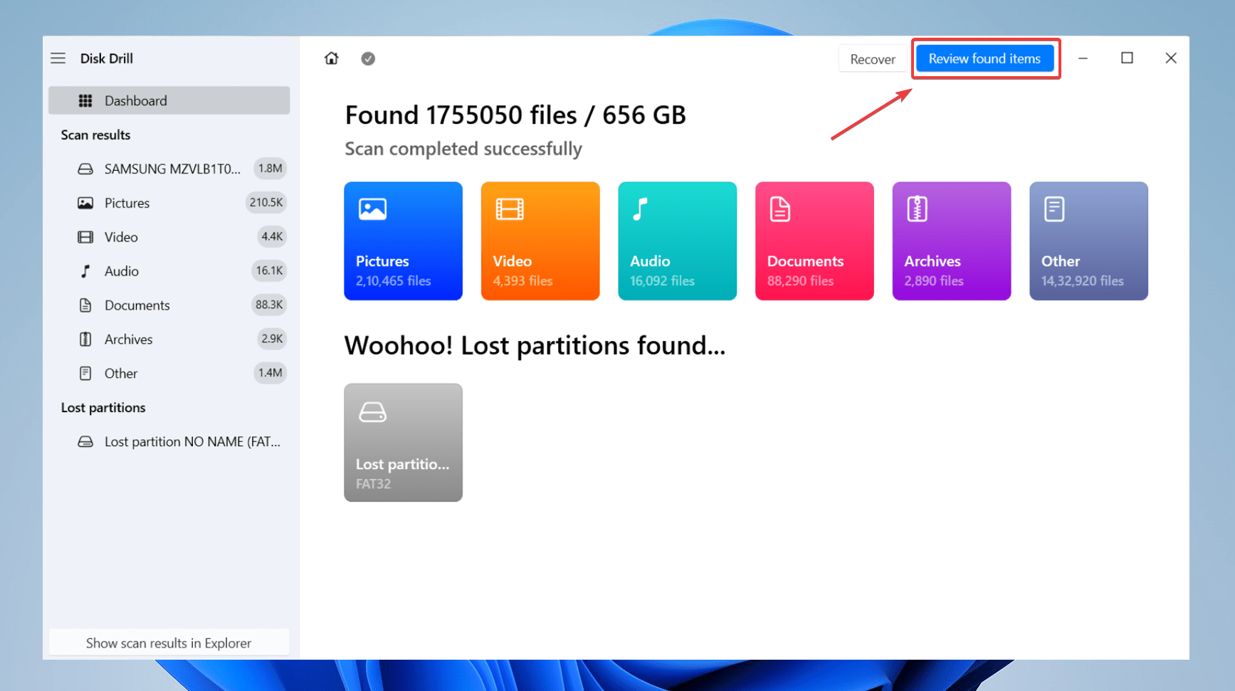 scan window on disk drill