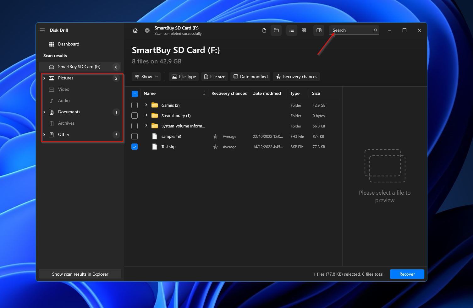 select file recover