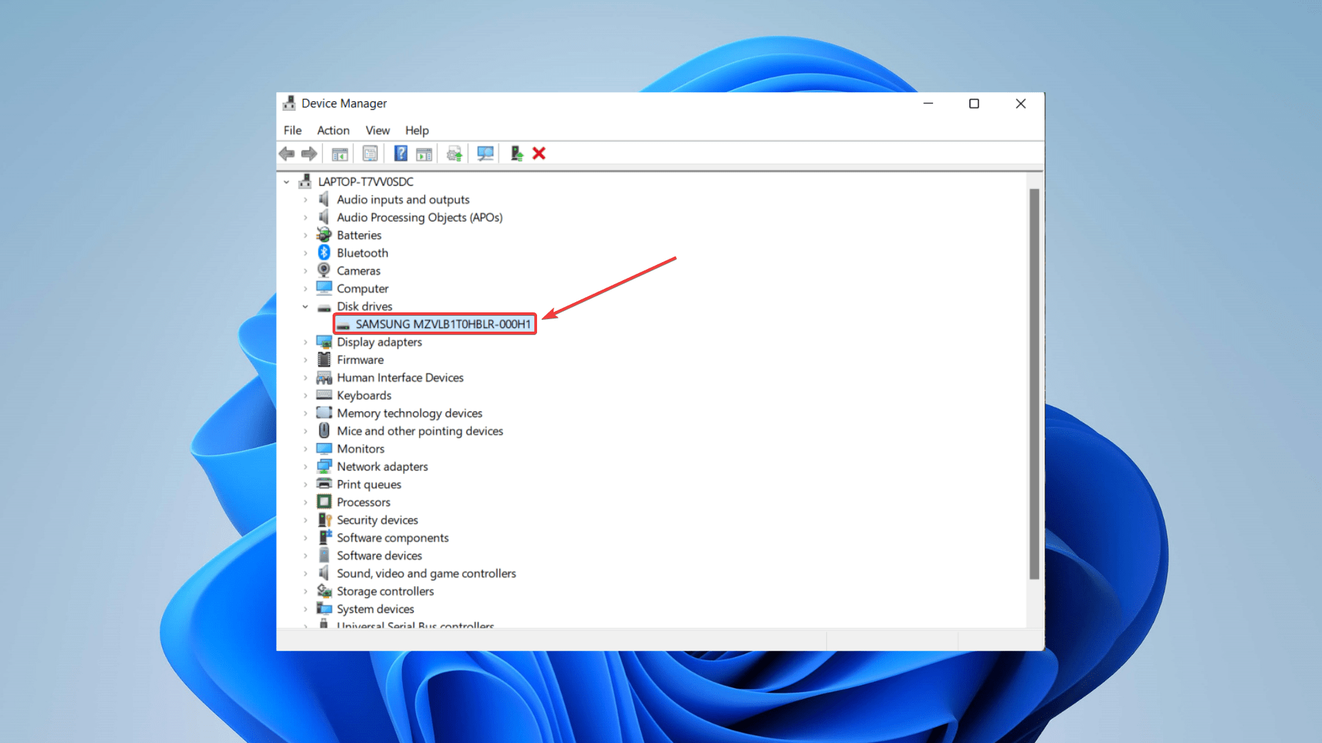 selecting drive on device manager
