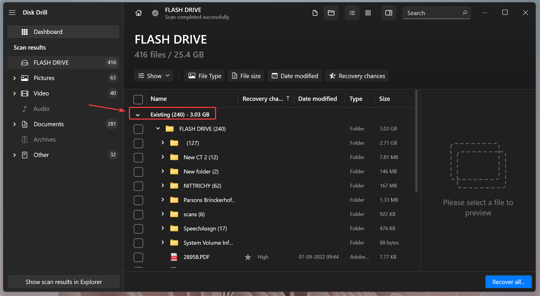 viewing existing HDD files on disk drill