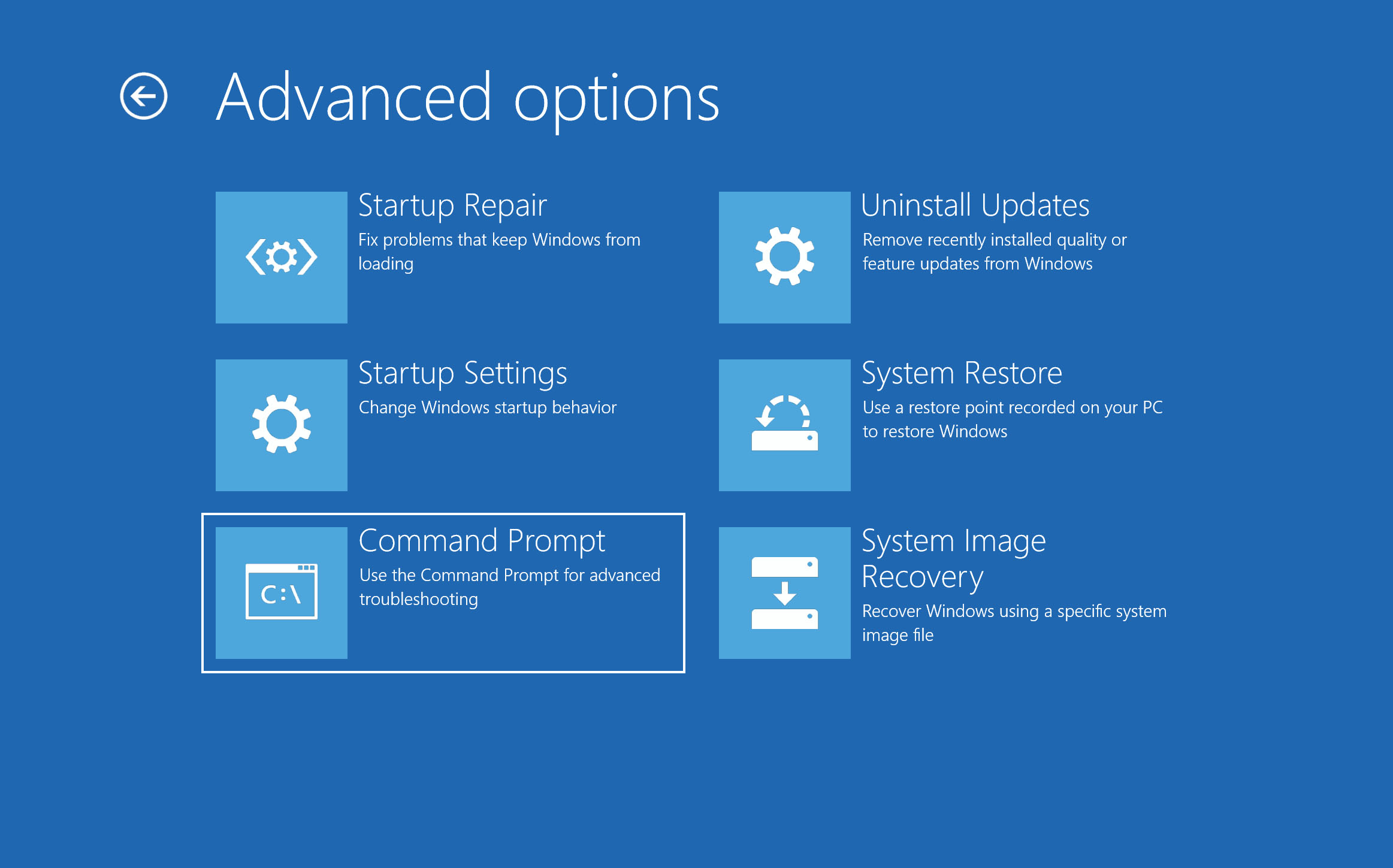 open command prompt in advanced options