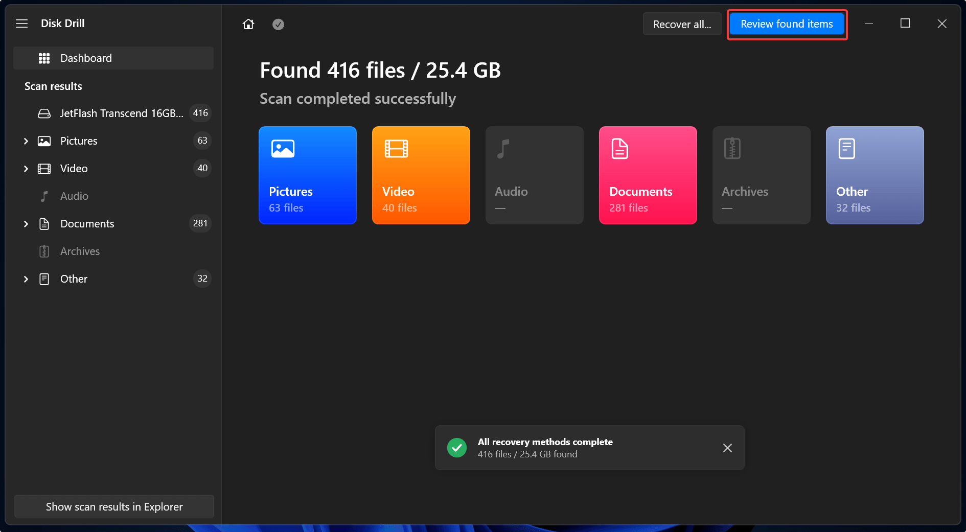 scan page on disk drill