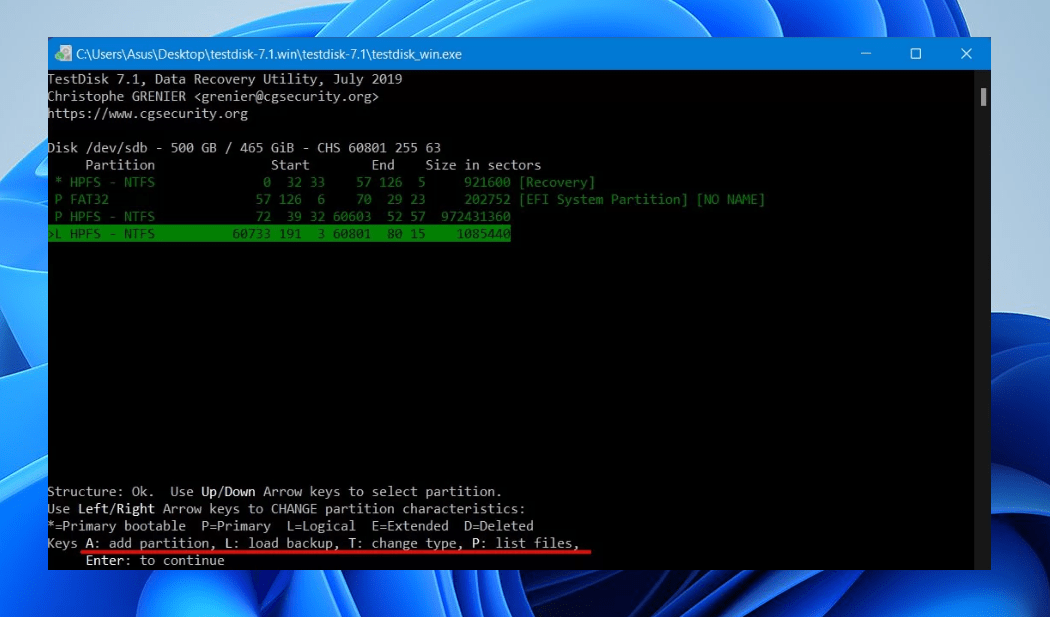 selecting the partition for recovery