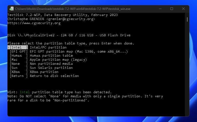 select partition table