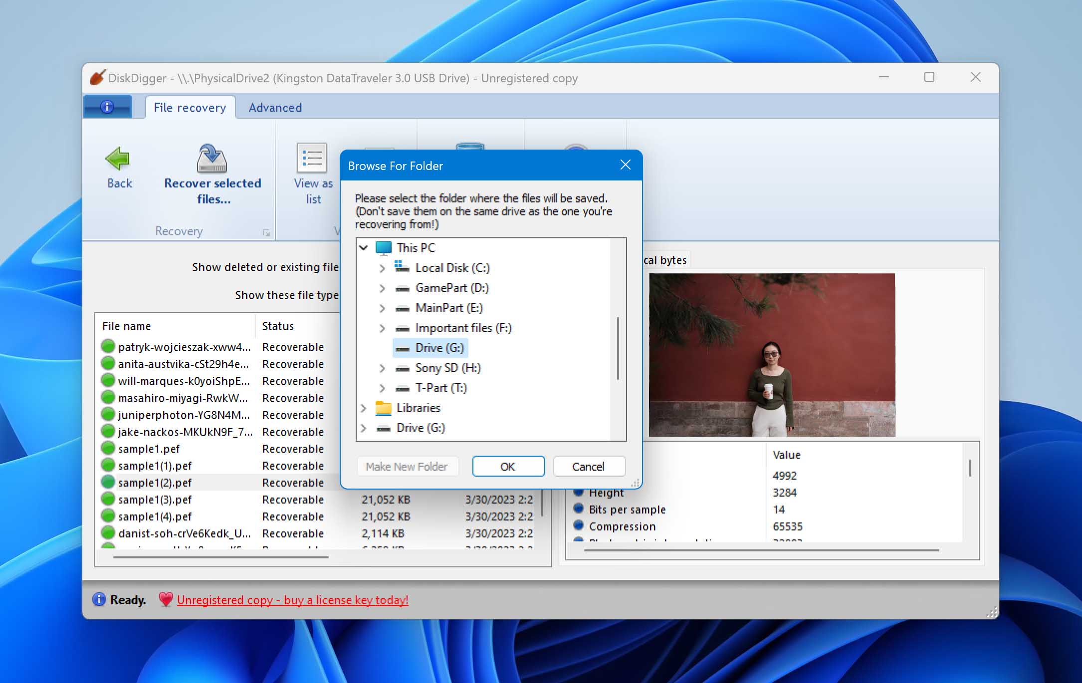 Select Recovery Folder