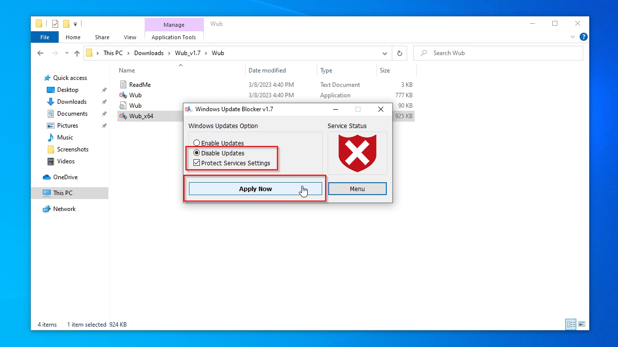 Windows Update Blocker Disabling Updates