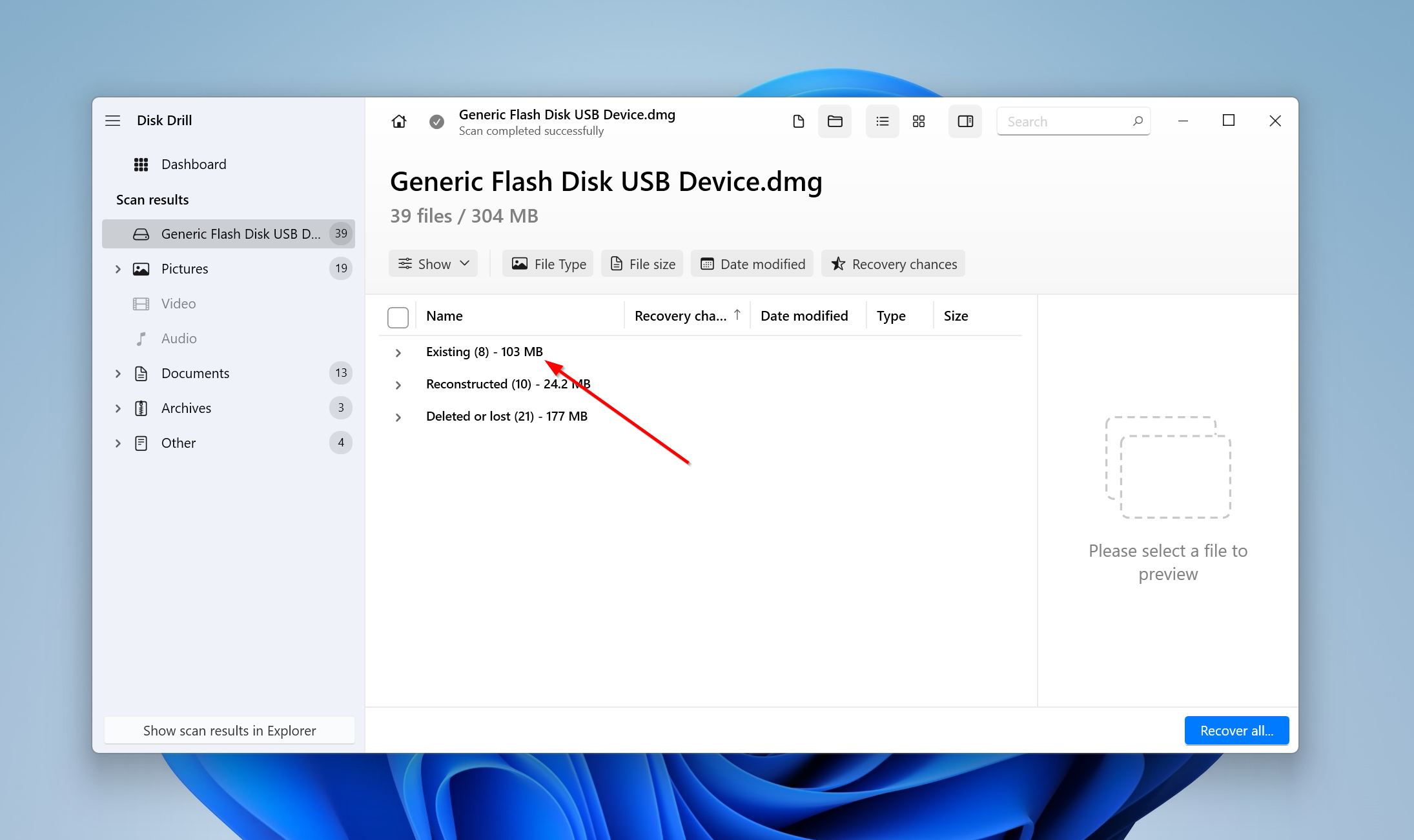 Data recovery subsections.