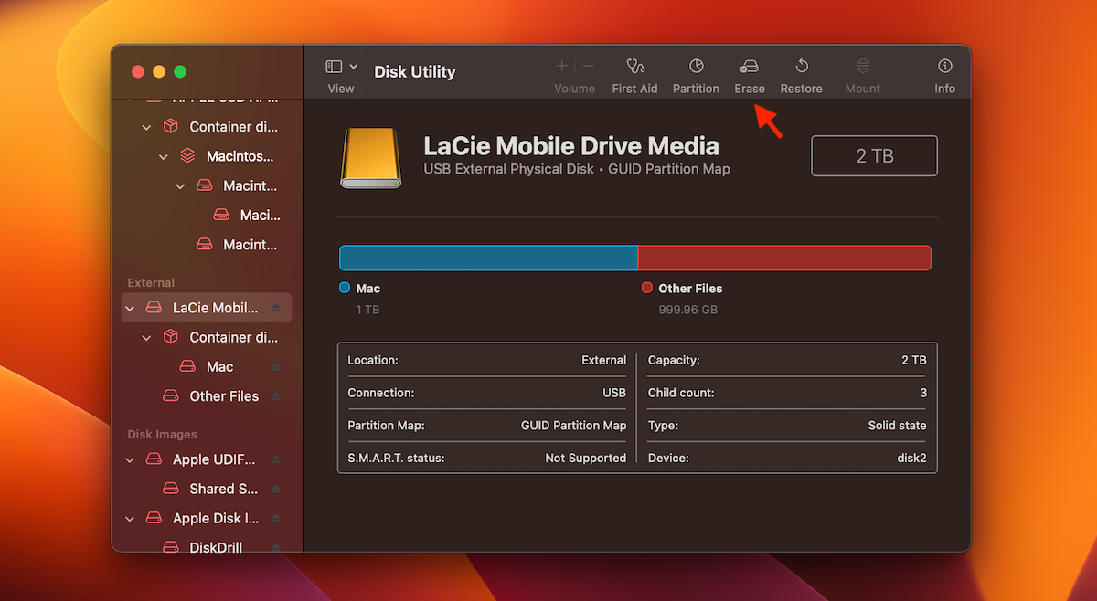 erase drive disk utility Mac
