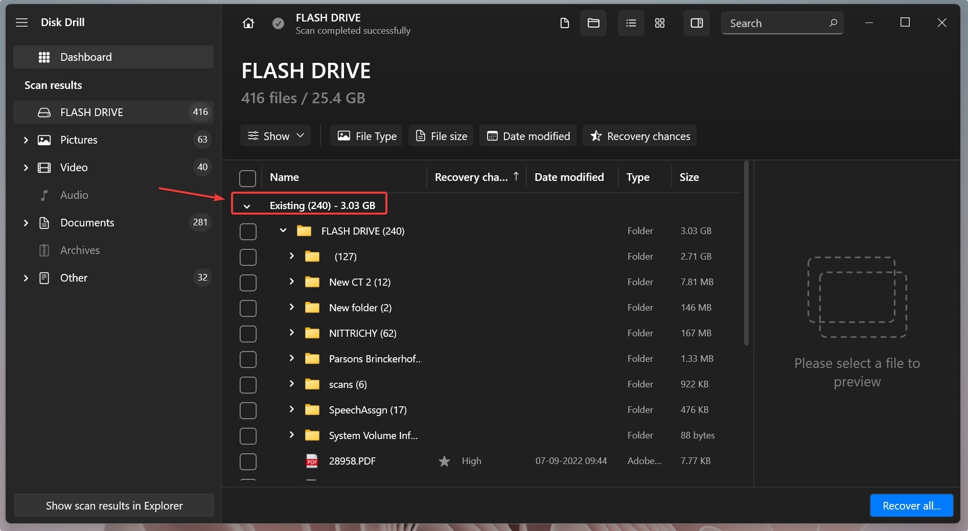 viewing existing files on disk drill