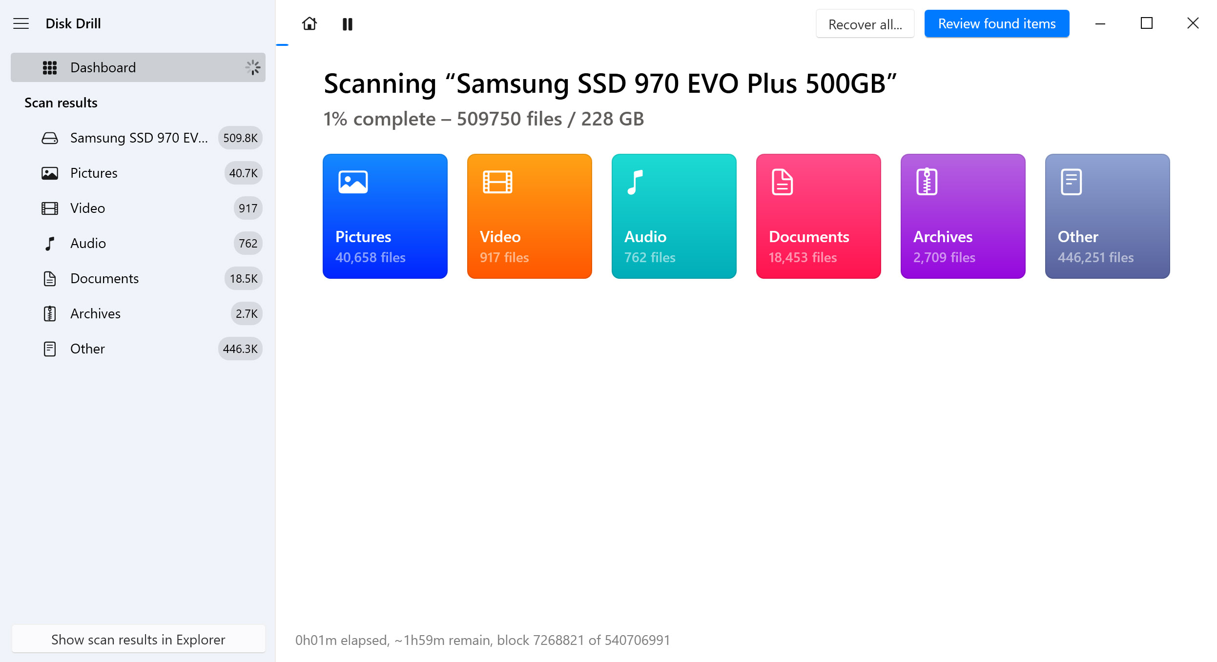 Disk Drill Scanning