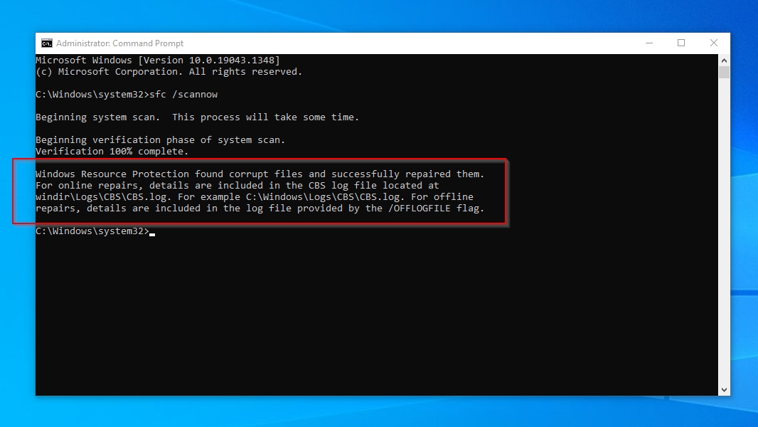 CMD SFC Scannow Successfully Repaired Corrupted Files