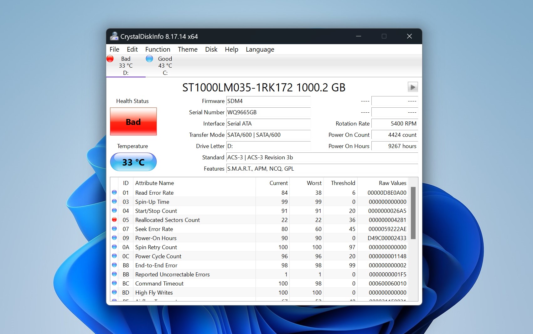 CrystalDiskInfo interface