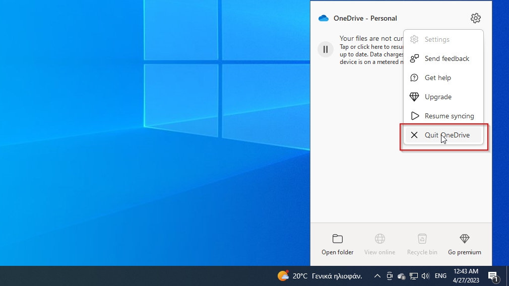 OneDrive Quit