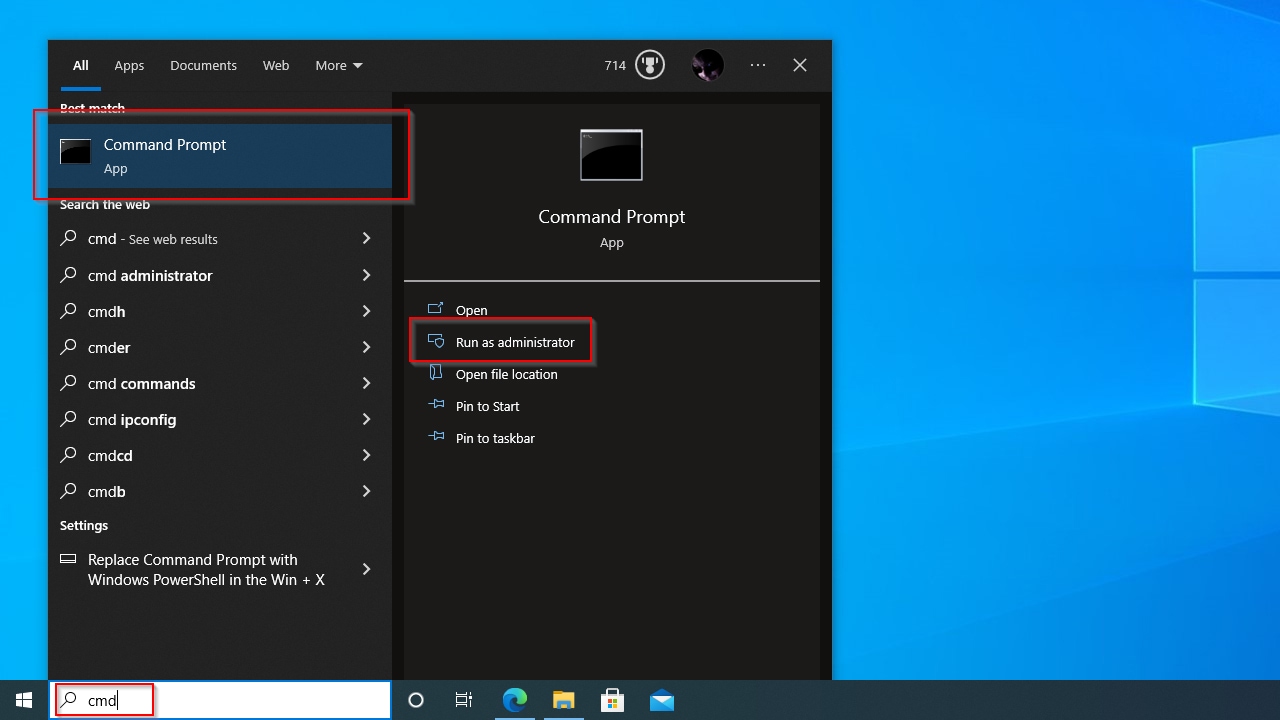 Start Command Prompt Entry Run As Administrator Highlighted