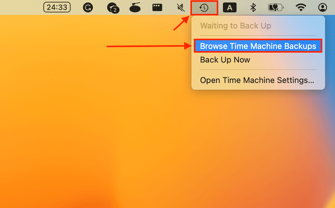 time machine right-click menu