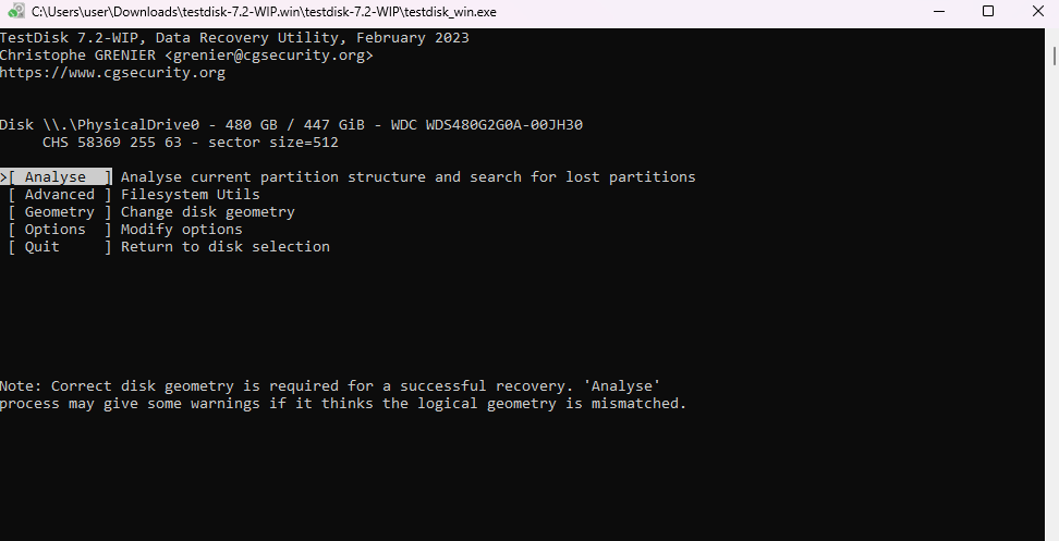 analyse the partition structure and search for lost partitions using test disk