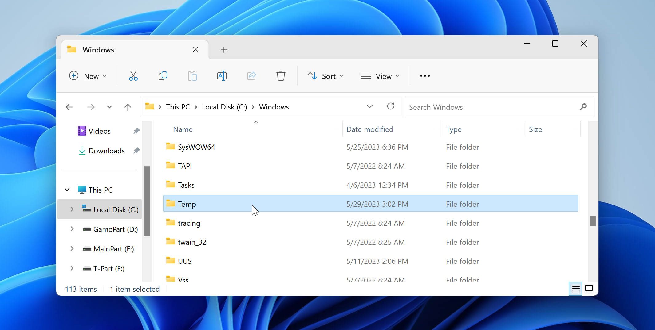 temp files on Windows 11