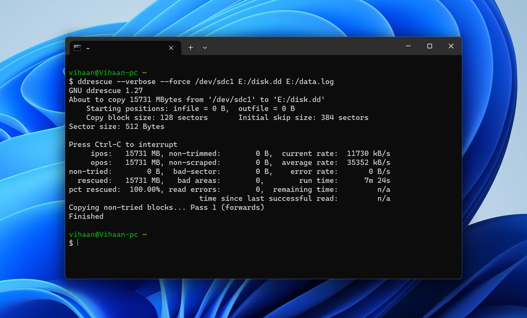 ddrescue backup process