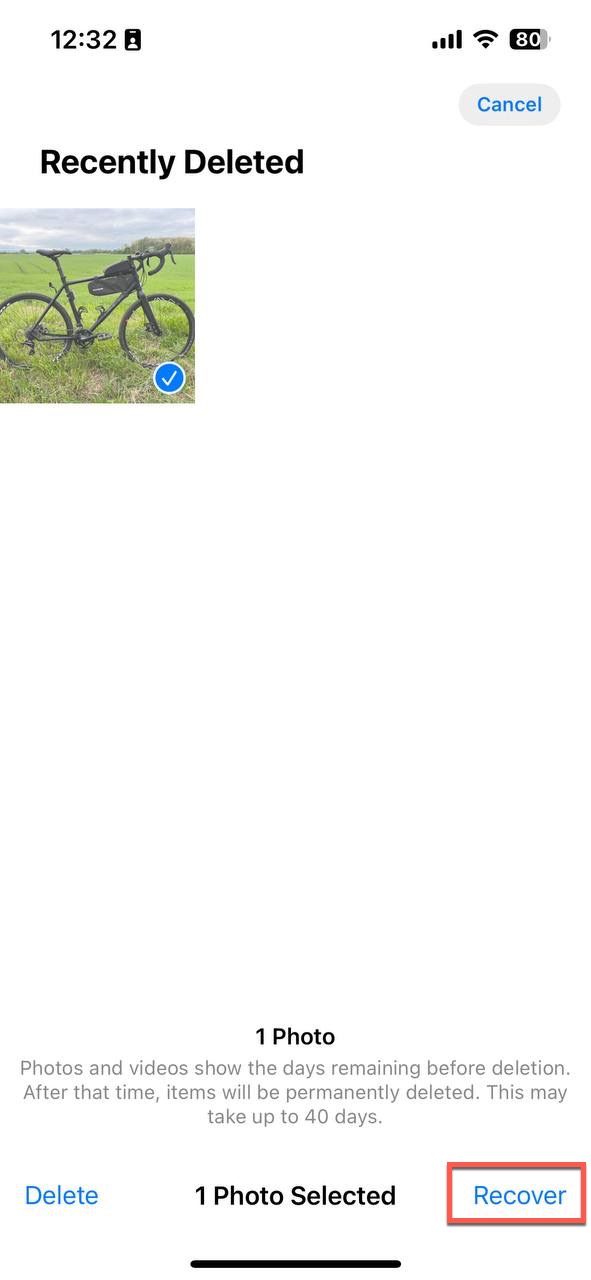 recover recently deleted photo ios