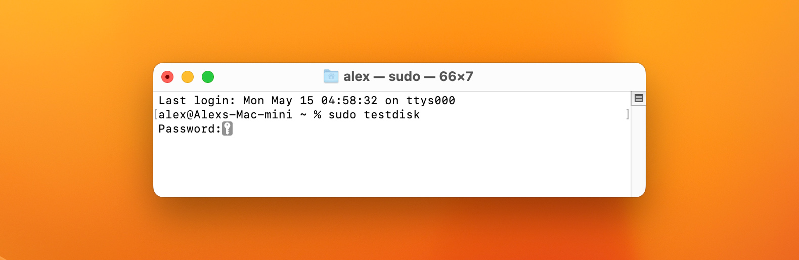 Launch testdisk from terminal in macos Ventura