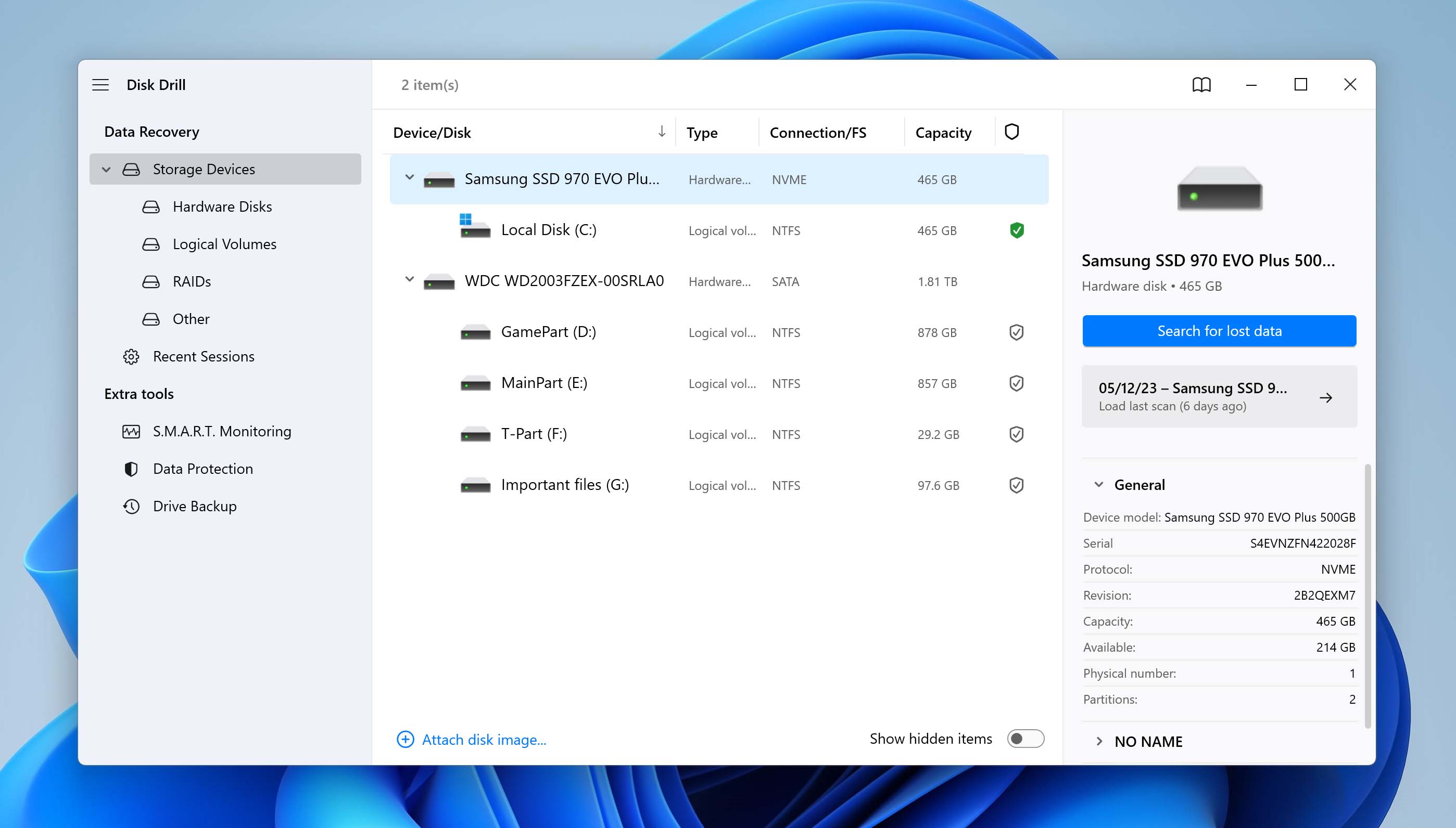 start scan for deleted pdf file with disk drill