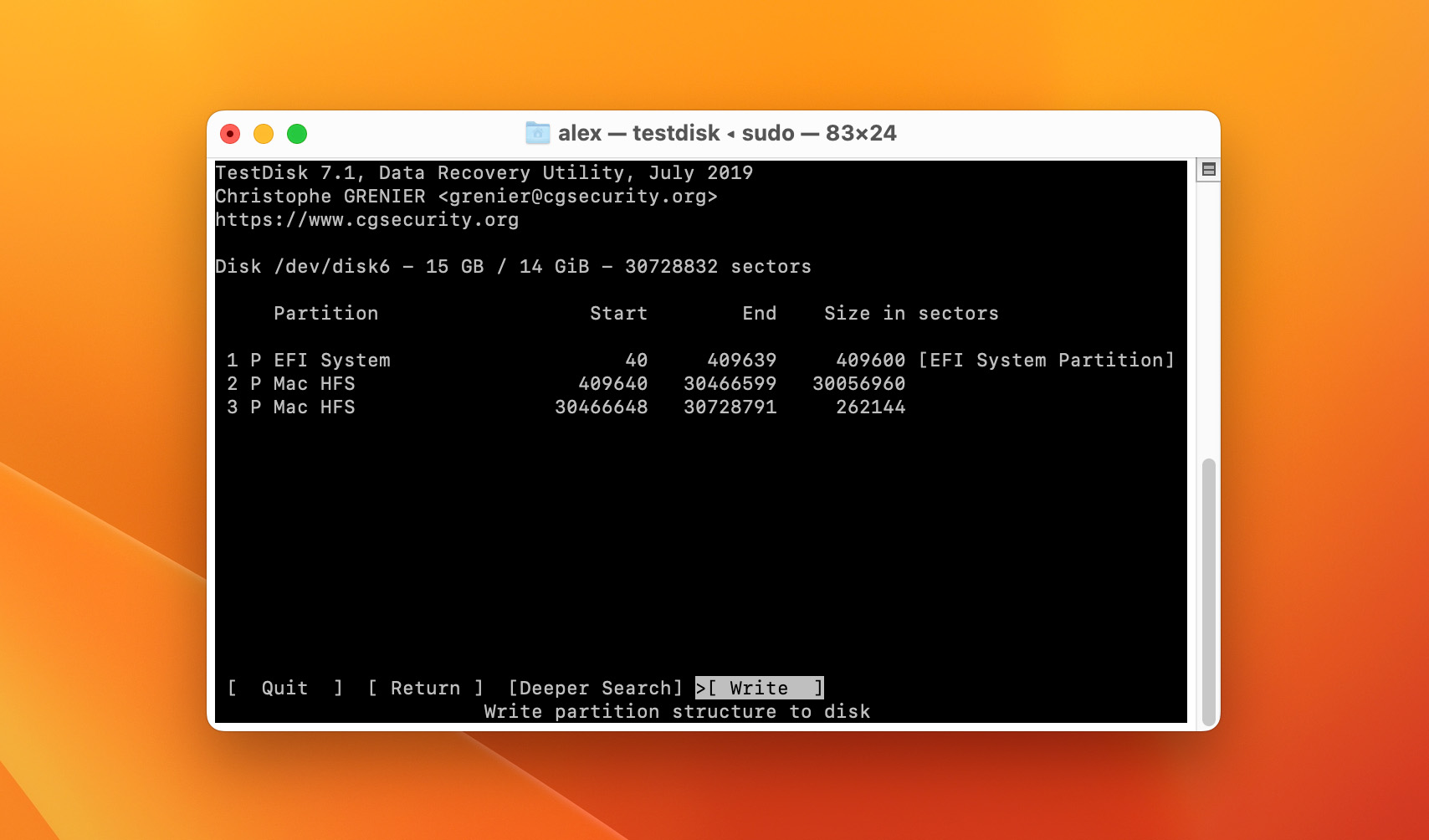 recover lost partition with testdisk