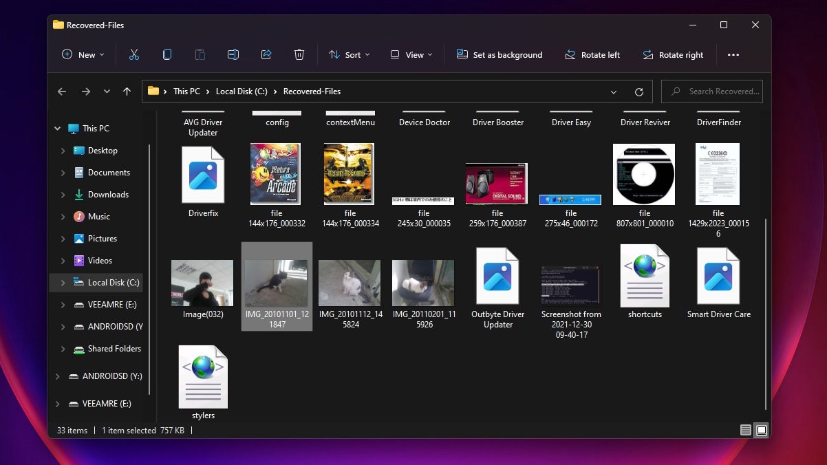 Disk Drill Recovered Files in Explorer