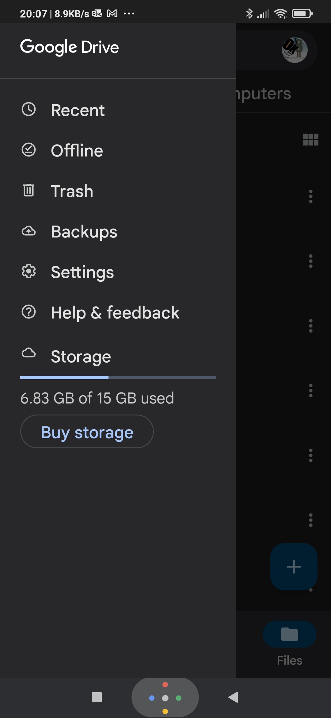 Google Drive Menu With Trash Entry