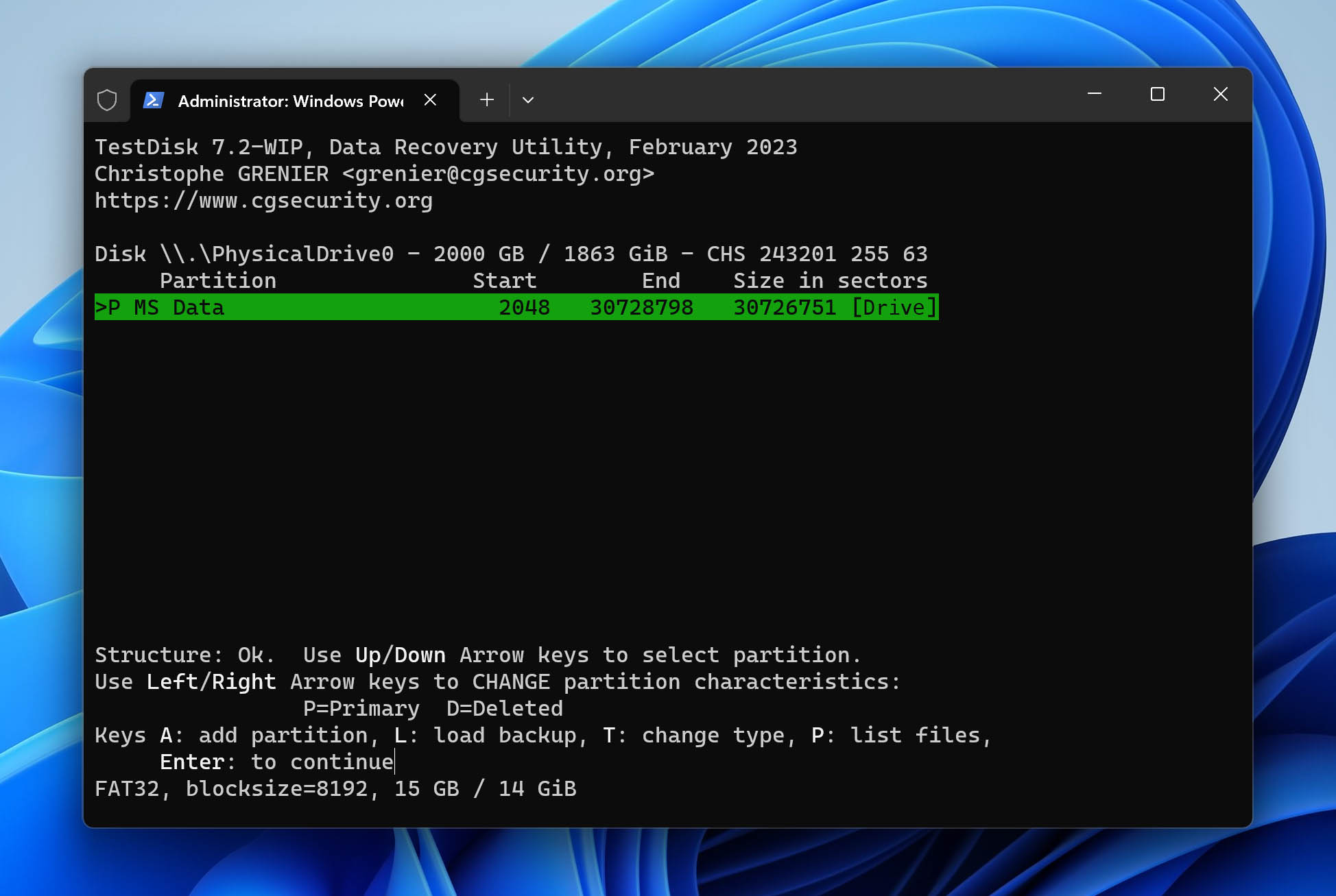 make changes with found partition