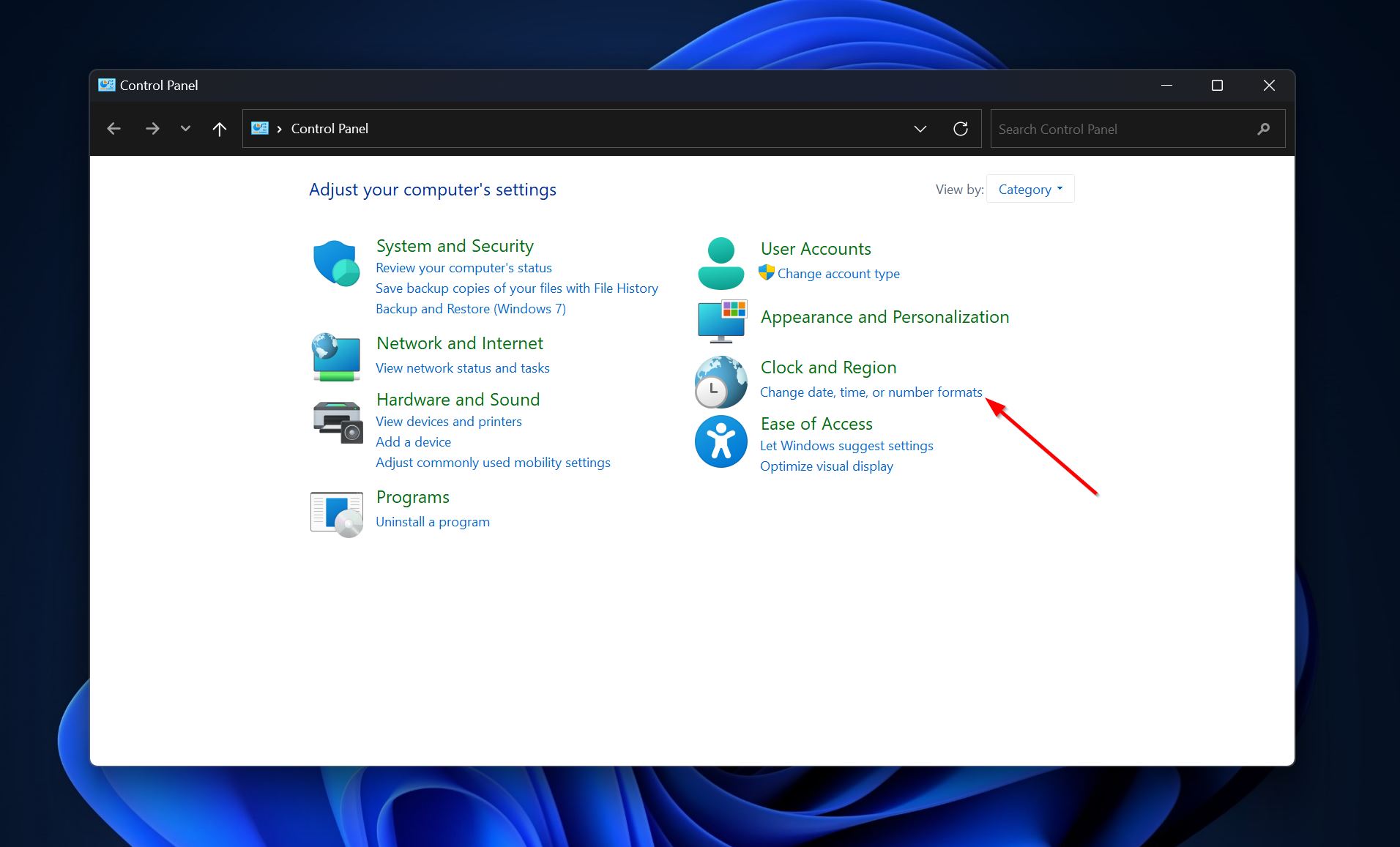 Change data, time, and number formats in Control Panel.