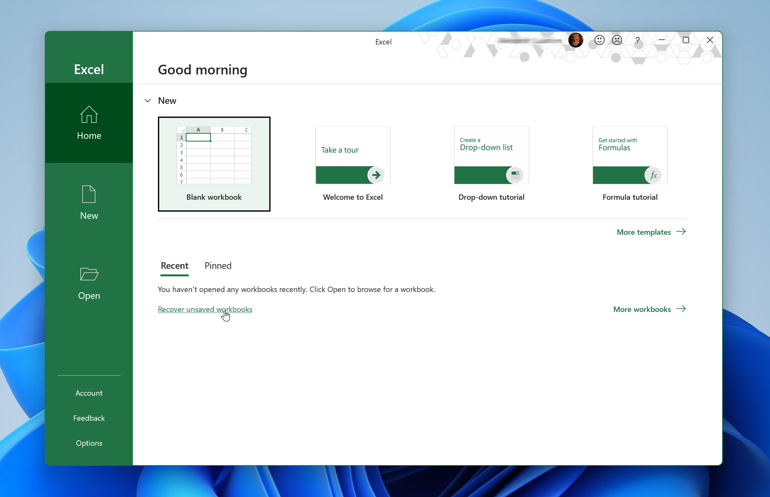 Image showcasing the action of clicking the 'Recover Unsaved Workbooks' button in Excel to retrieve lost data