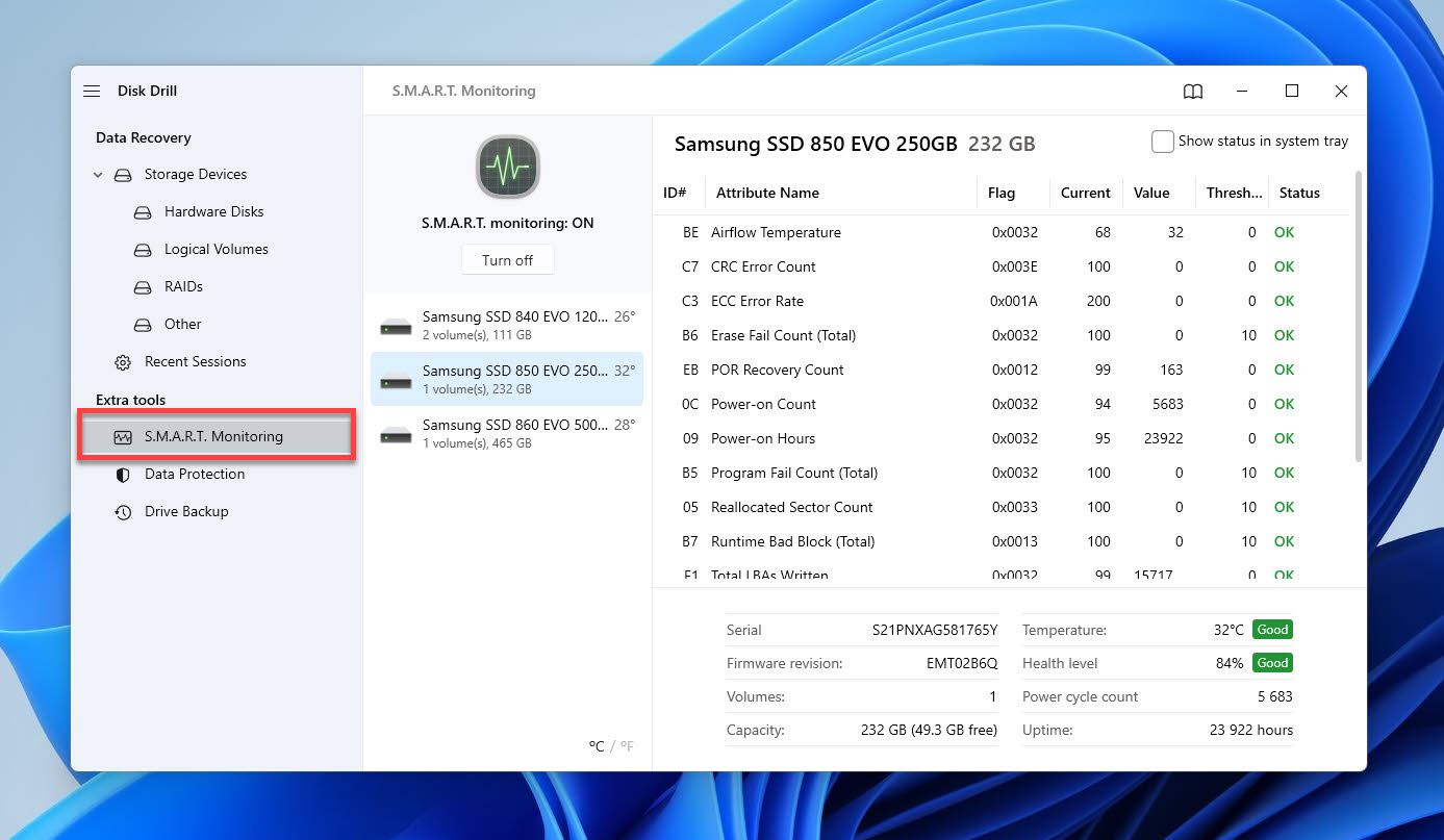 disk drill smart monitoring