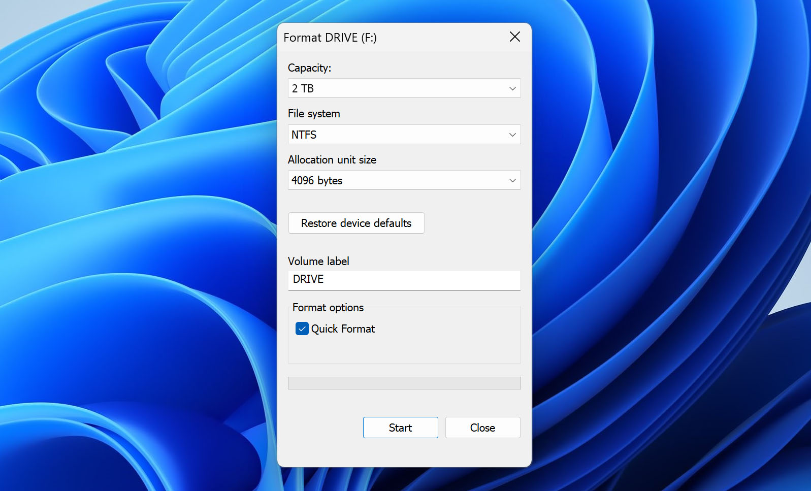 select format option for seagate drive