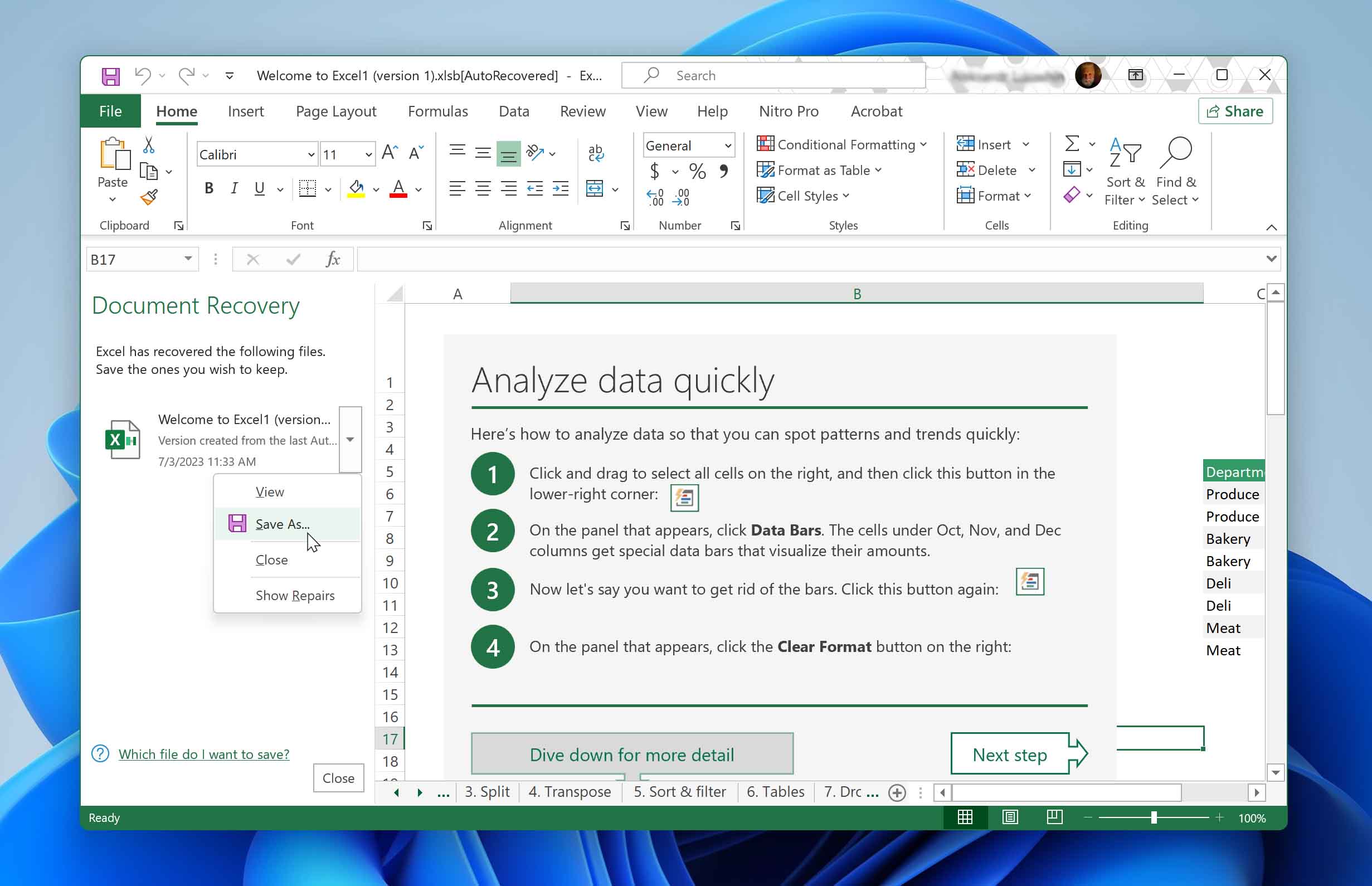 Visual guide illustrating the process of saving autorecovered Excel files, a step in recovering unsaved or deleted files