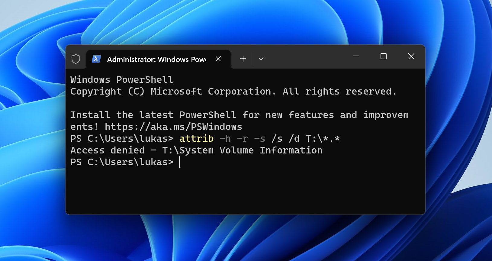 Graphic demonstration of using the attrib command on Windows, a method of recovering hidden photos from an SD card