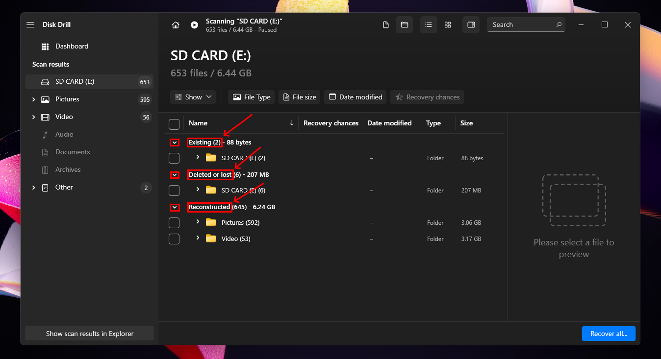 Recoverable file found in Disk Drill