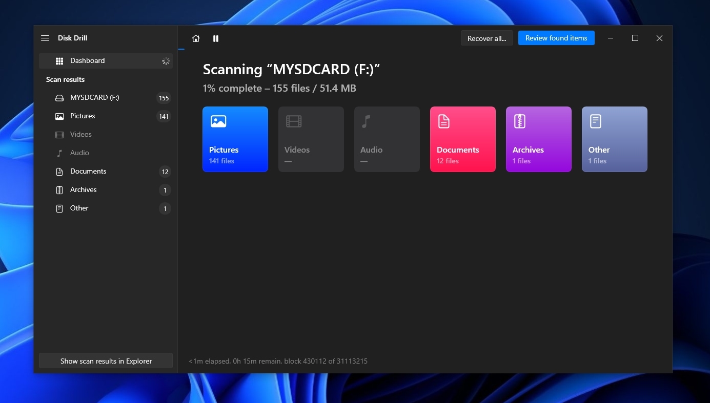 Disk Drill Scanning SD Card