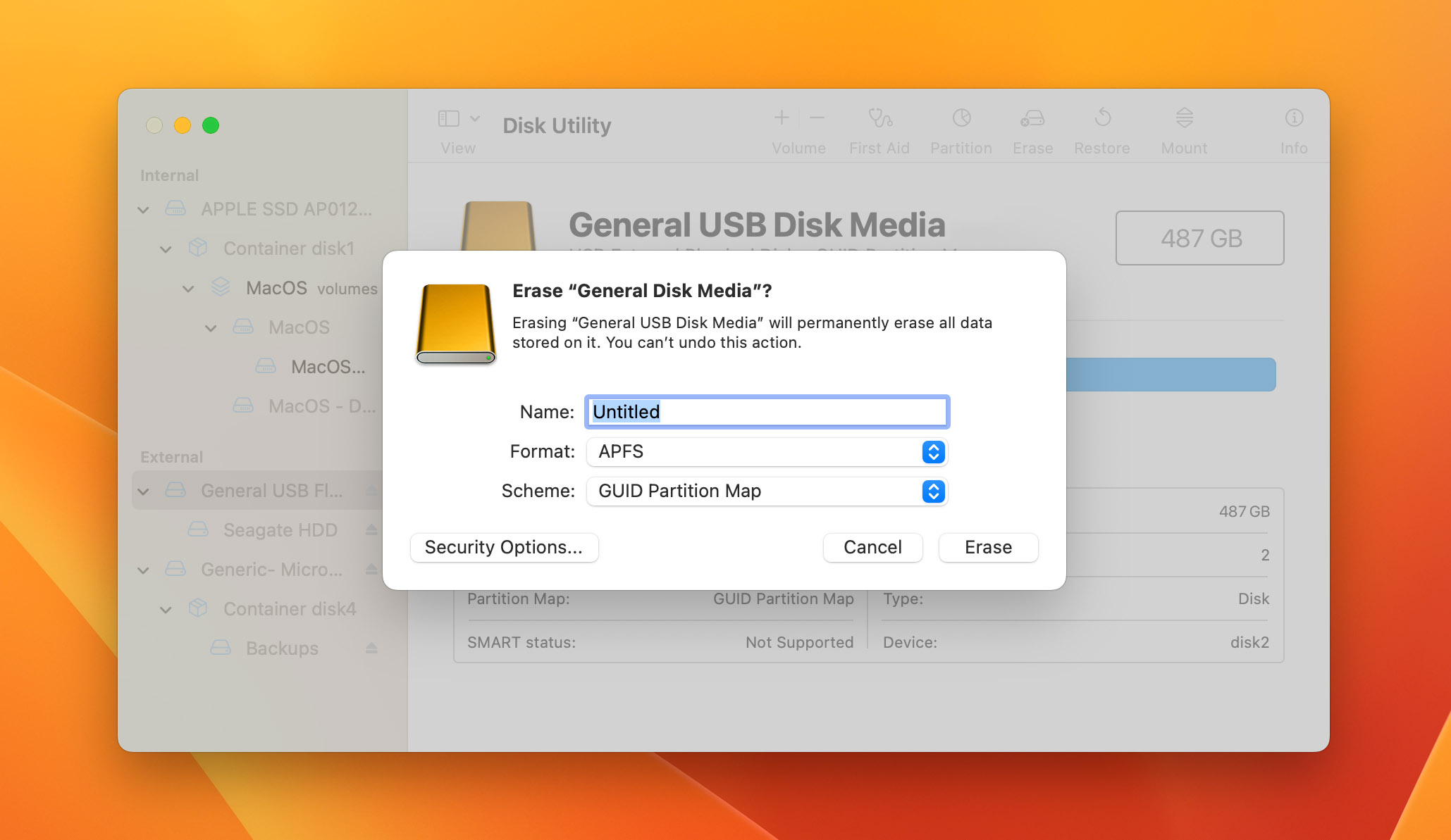 erase seagate external drive in macOS