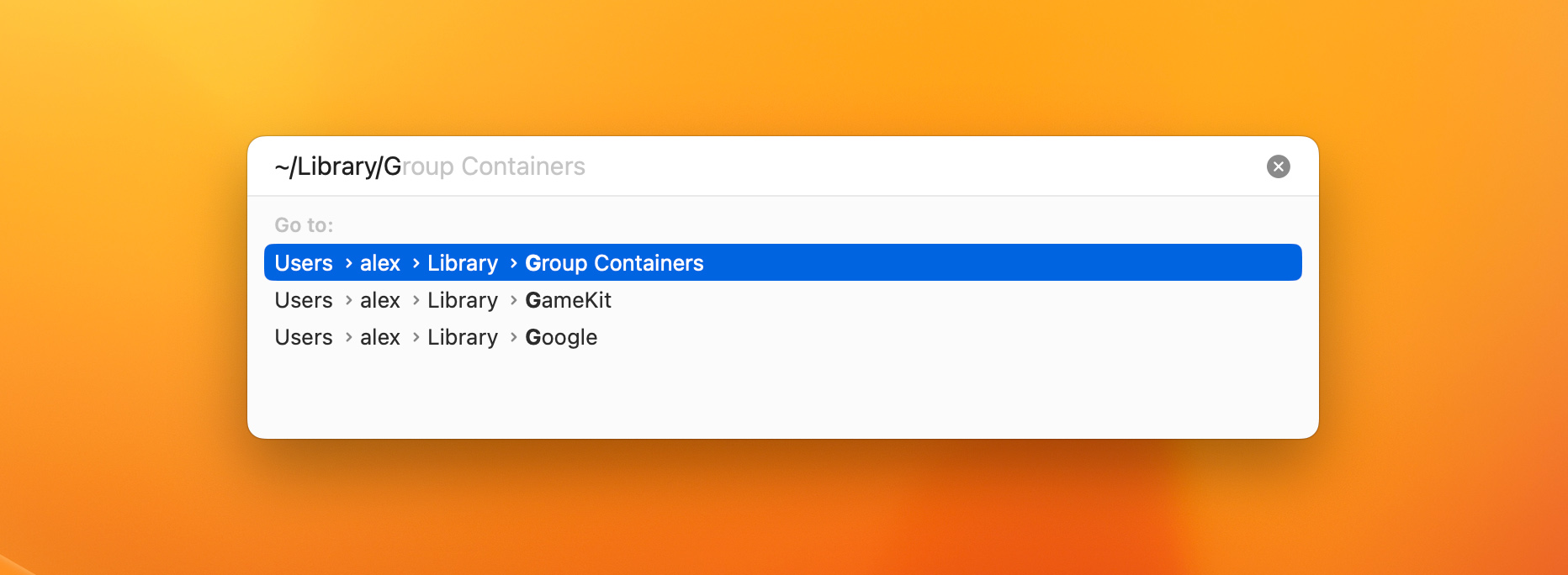 go to Group Containers folder in macos