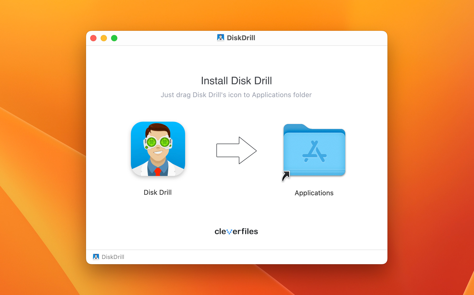 Image illustrating the process of install disk drill 5 for macOS for data backup from corrupted hard drives