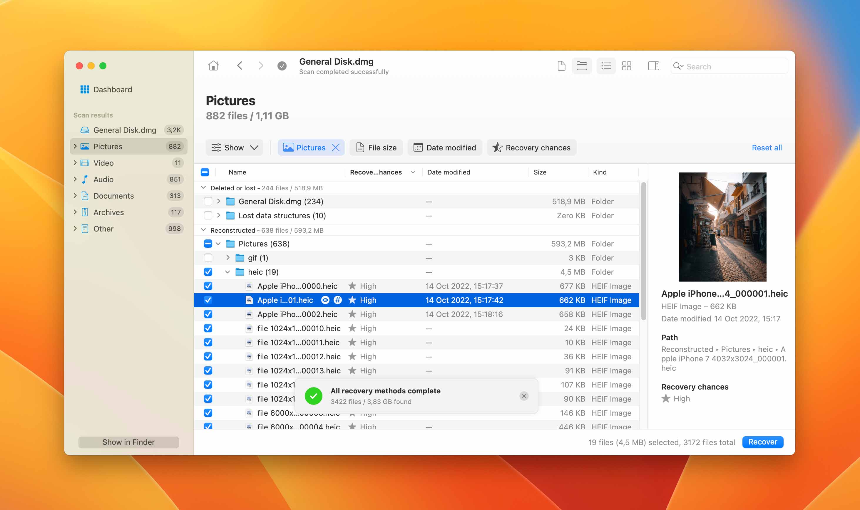 Image related to preview and select files for recover in the context of Step 2: Scanning and Recovering Files From Your Byte-By-Byte Backup