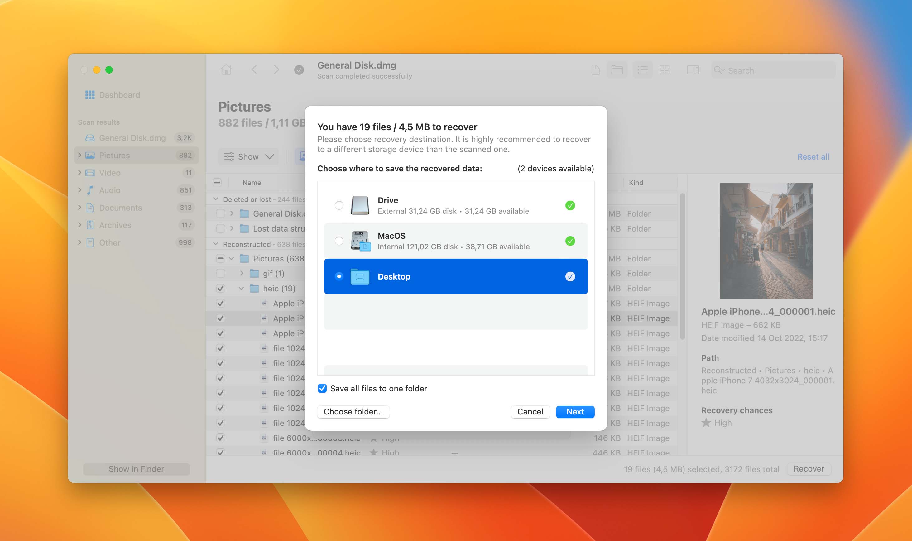 Image related to select destination folder in the context of Step 2: Scanning and Recovering Files From Your Byte-By-Byte Backup