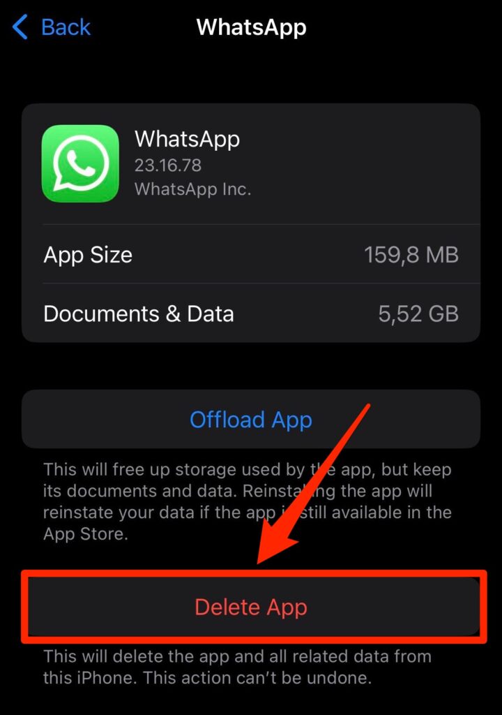 delete app on iphone