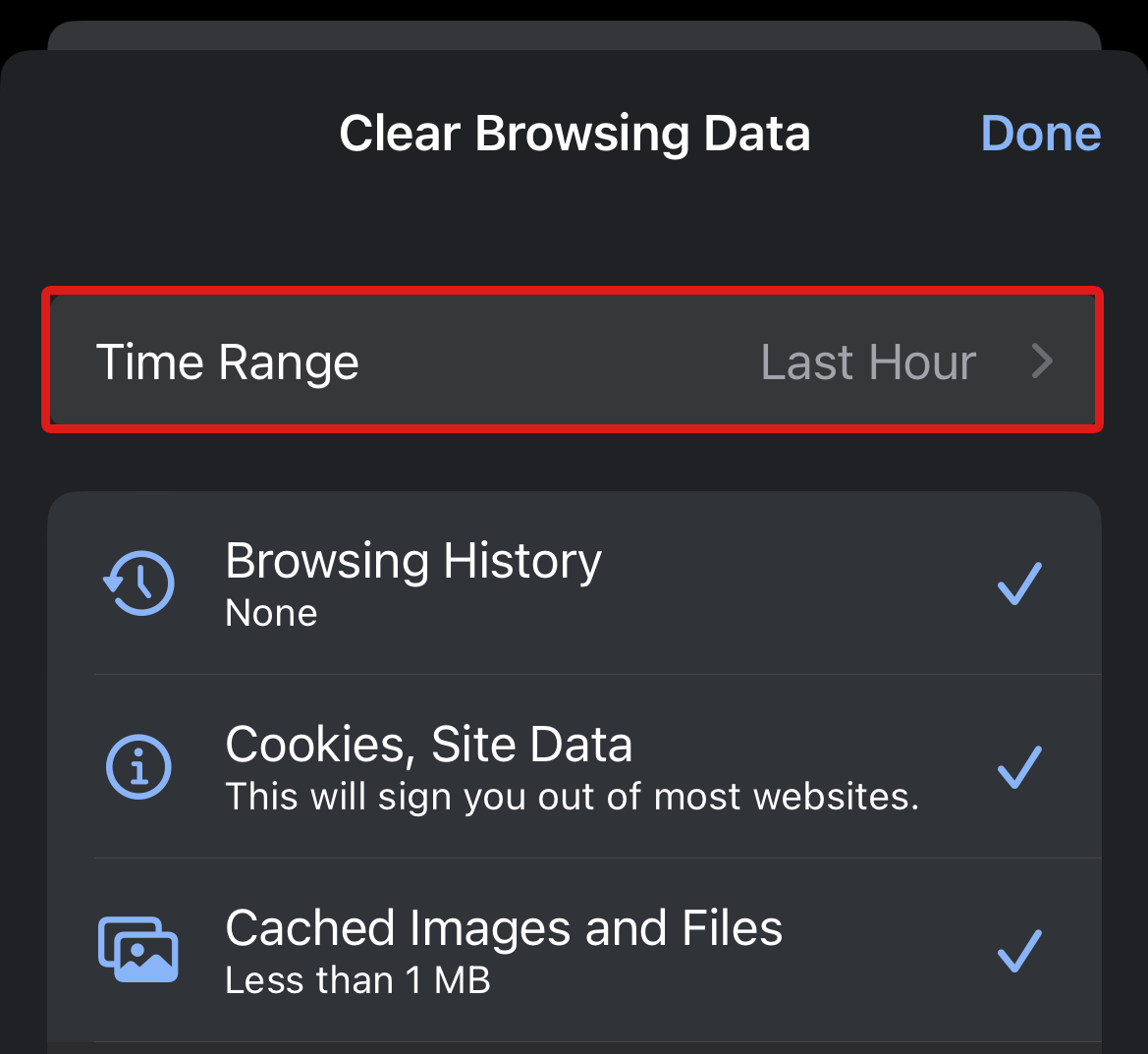 Chrome clearing time range