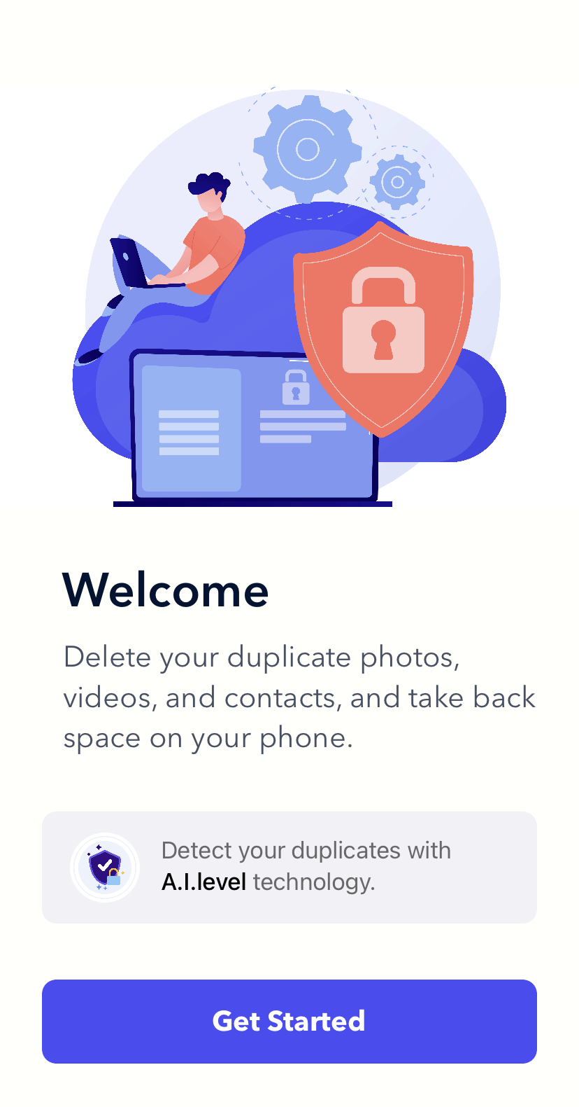 Welcome page of Clean my photos: photo cleaner