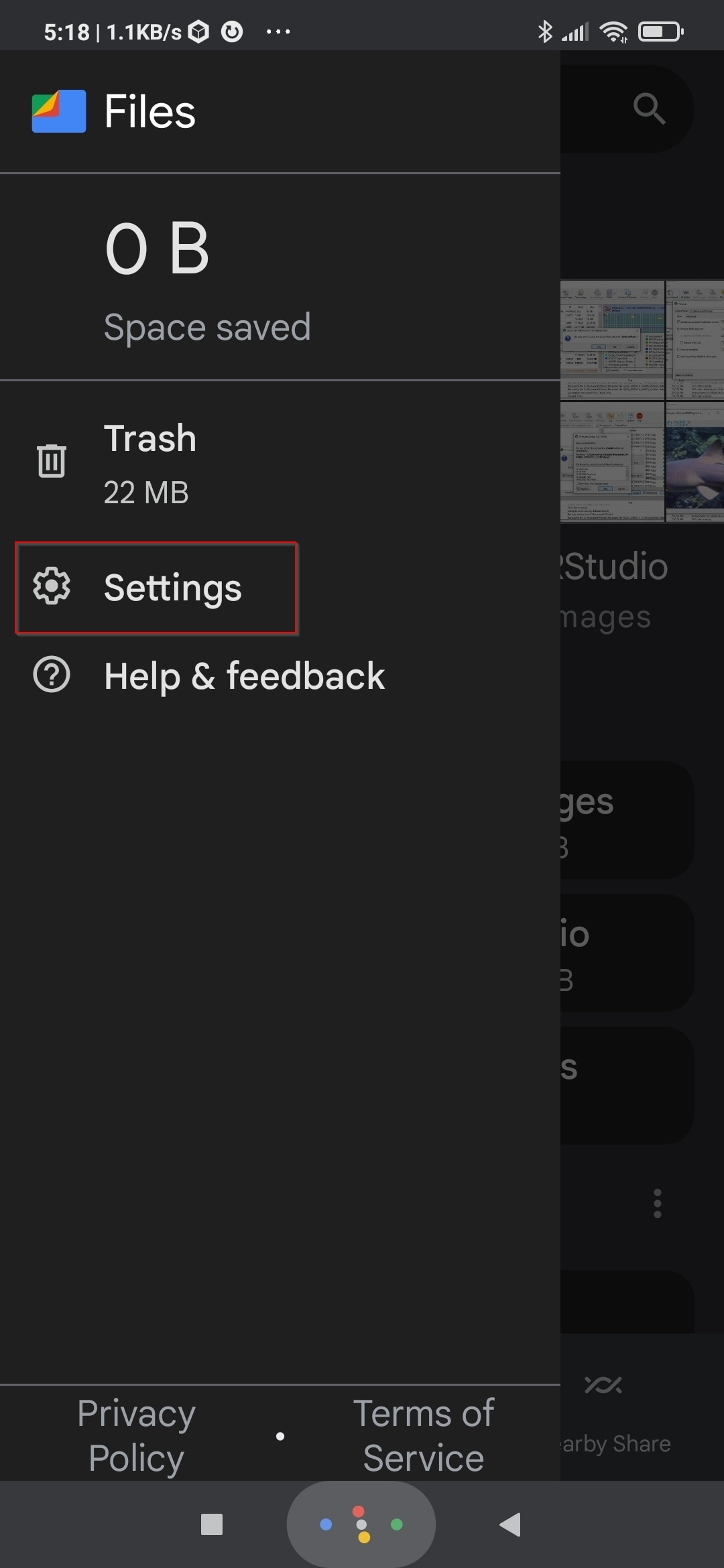 Files Menu