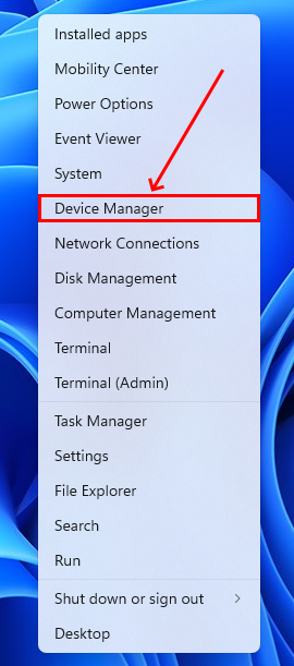 Device Manager in Start menu