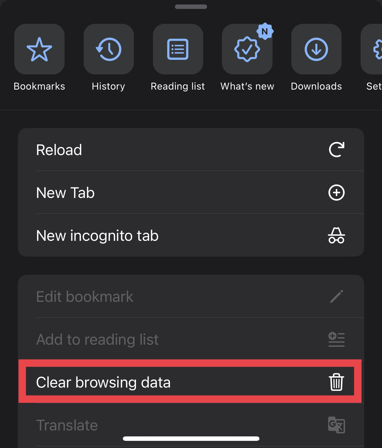 clear browsing data in chrome