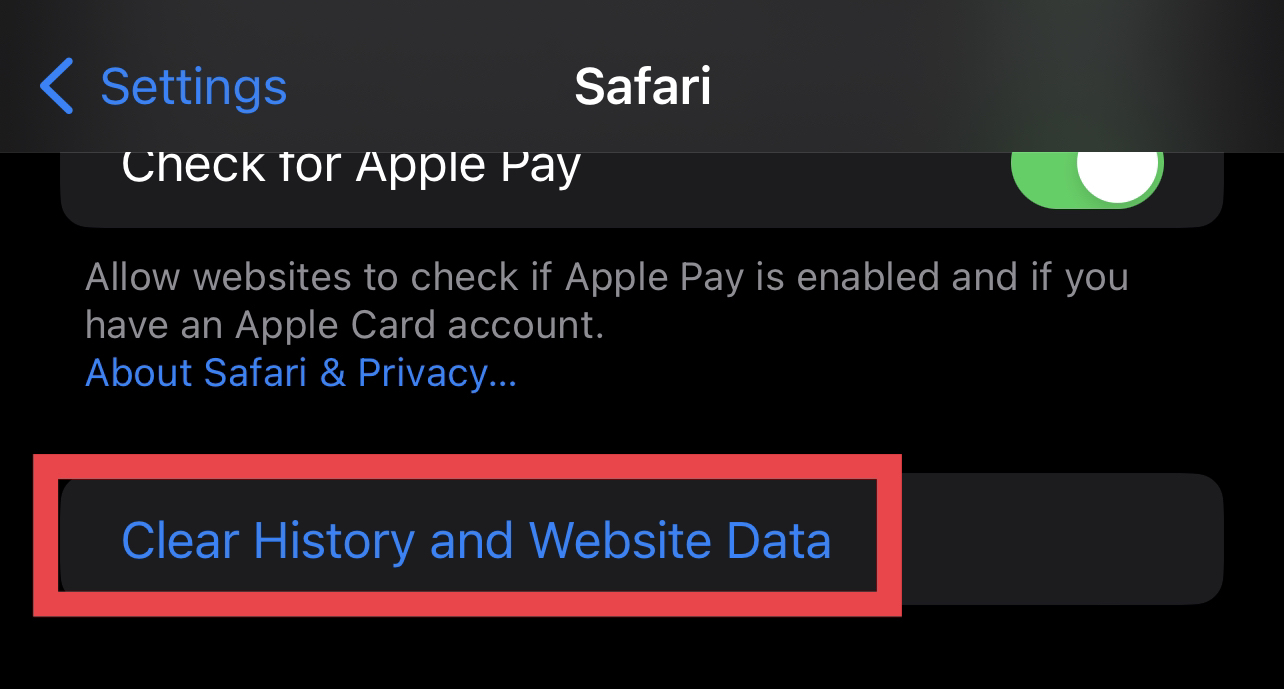 clear history and website data